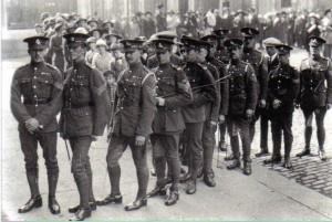 British Troops waiting to see Collins remains